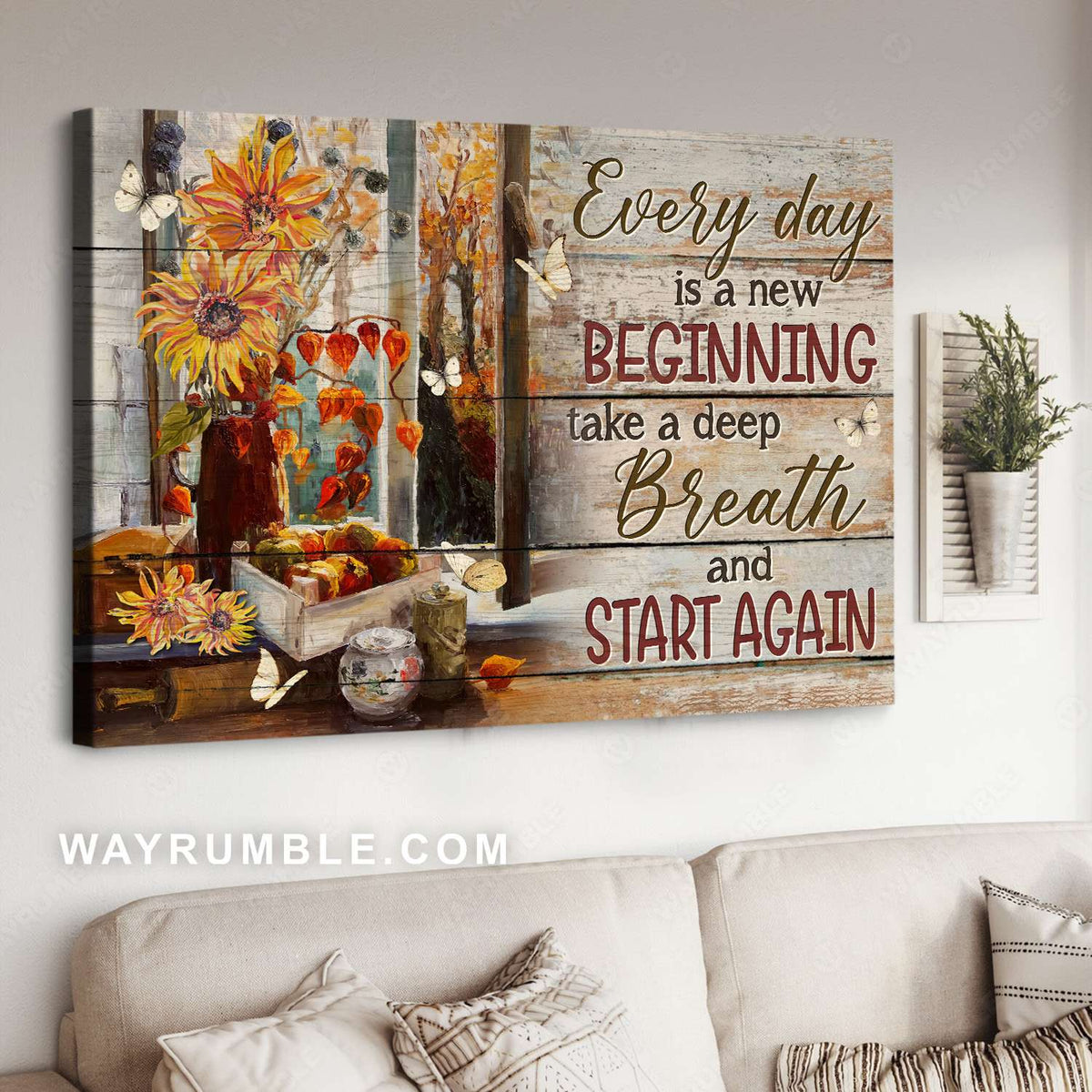 Sunflower, Apple basket, Autumn forest, Every day is a new beginning - Jesus Landscape Canvas Prints, Christian Wall Art