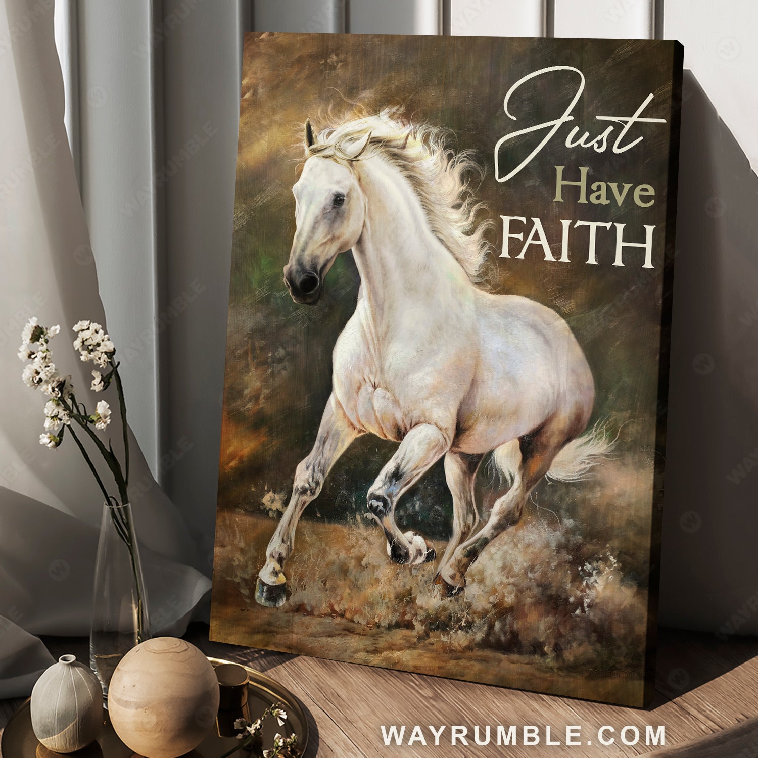 Running horse, Jesus symbol, Walking on water, Just have faith - Jesus Portrait Canvas Prints, Christian Wall Art