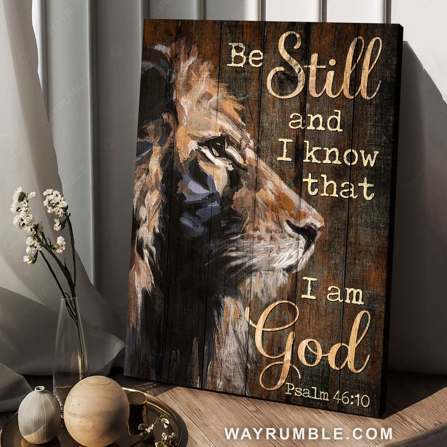 Home Decor, Watercolor drawing, Lion of Judah, Be still and know I am God - Jesus Portrait Canvas Prints, Home Decor Wall Art