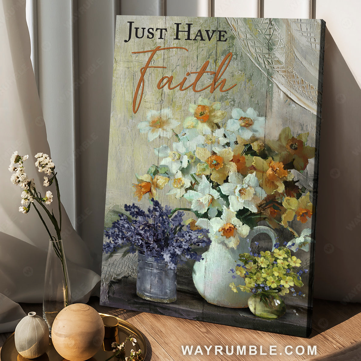 Daffodil flowers, Blue star flower, Flower vases, Just have faith - Jesus Portrait Canvas Prints, Christian Wall Art