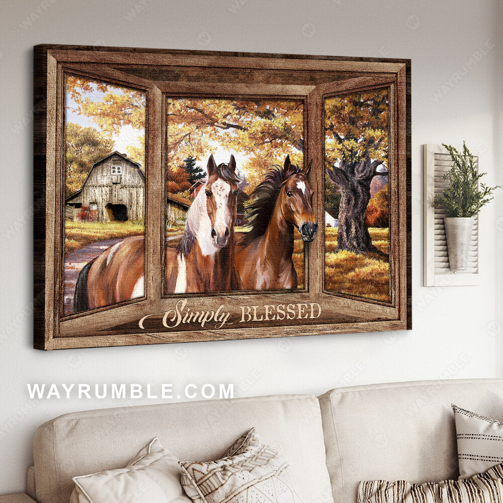Dream horse, Autumn forest, Sunny day, Window drawing, Simply blessed - Jesus Landscape Canvas Prints, Christian Wall Art