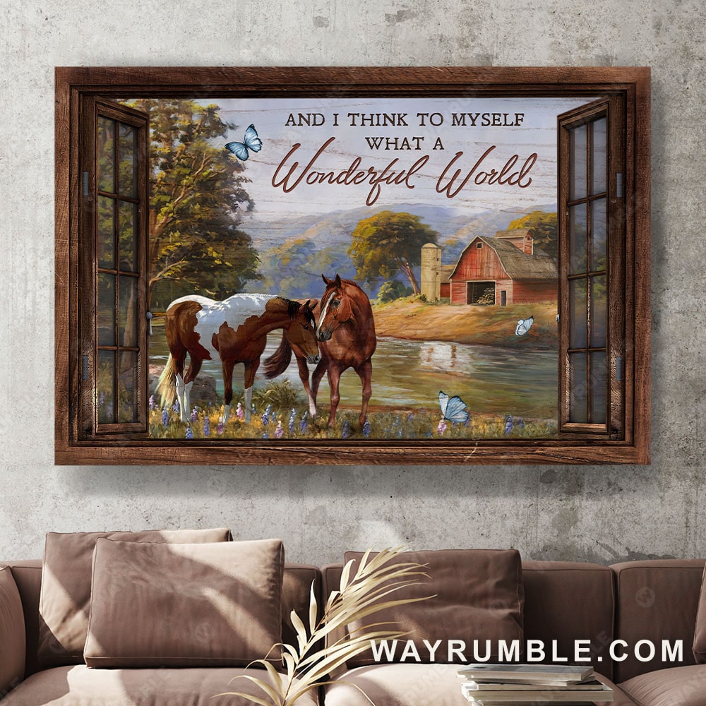 Dream horse, Beautiful river, Wooden window, What a wonderful world - Jesus Landscape Canvas Prints, Christian Wall Art