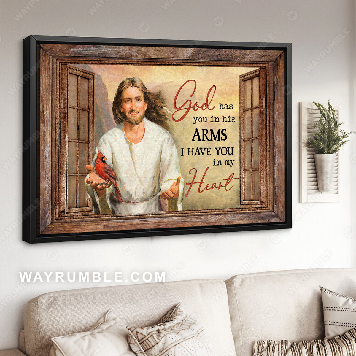 Into Jesus&#39;s arms, Jesus painting, God has you in his arms, I have you in my heart - Jesus Landscape Canvas Prints, Christian Wall Art