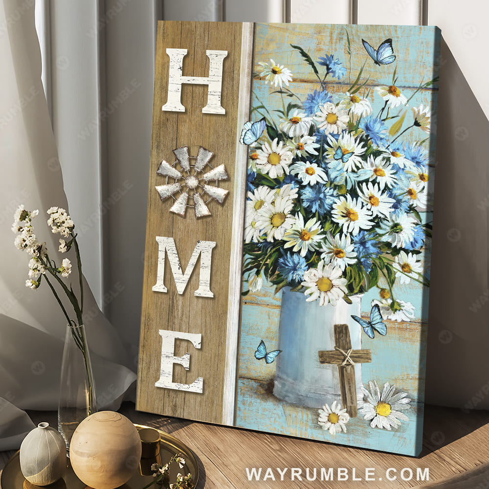 Daisy painting, Pretty butterfly, Old windmill, Home - Jesus Portrait Canvas Prints, Christian Wall Art