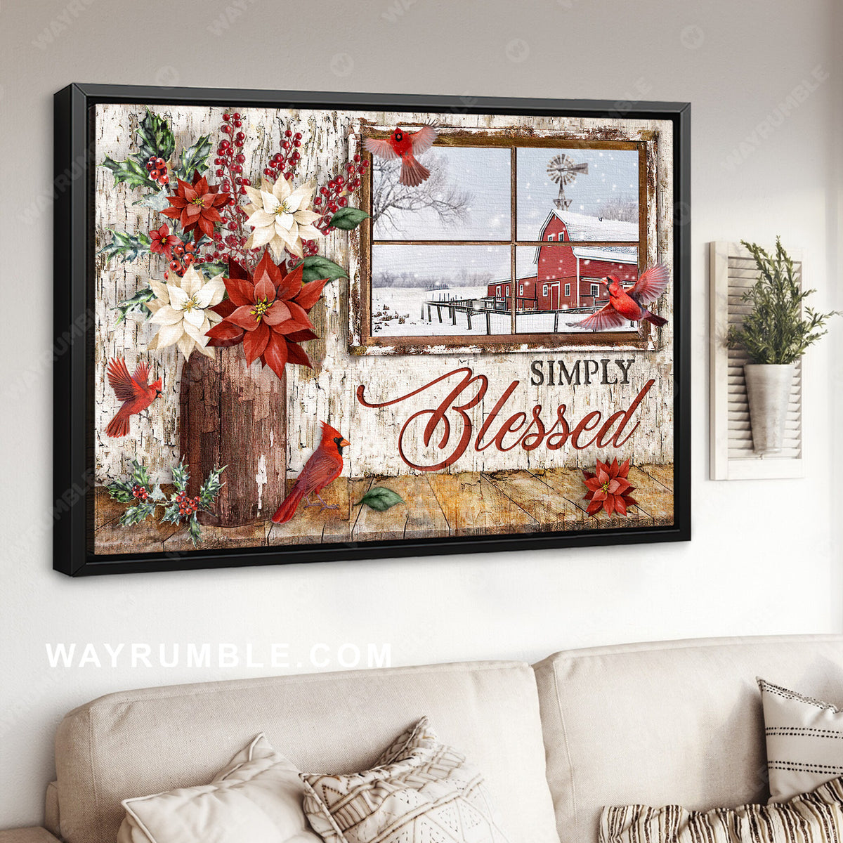Poinsettia drawing, Red cardinal, Christmas is coming, Simply blessed - Jesus Landscape Canvas Prints, Home Decor Wall Art