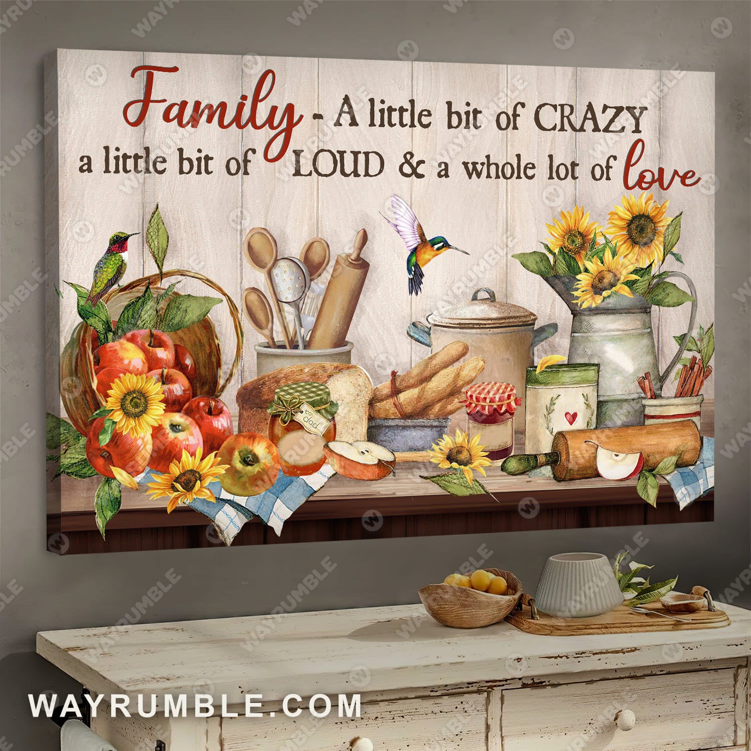 Kitchen painting, Time for dinner, A little bit of crazy - Jesus Landscape Canvas Prints, Wall Art