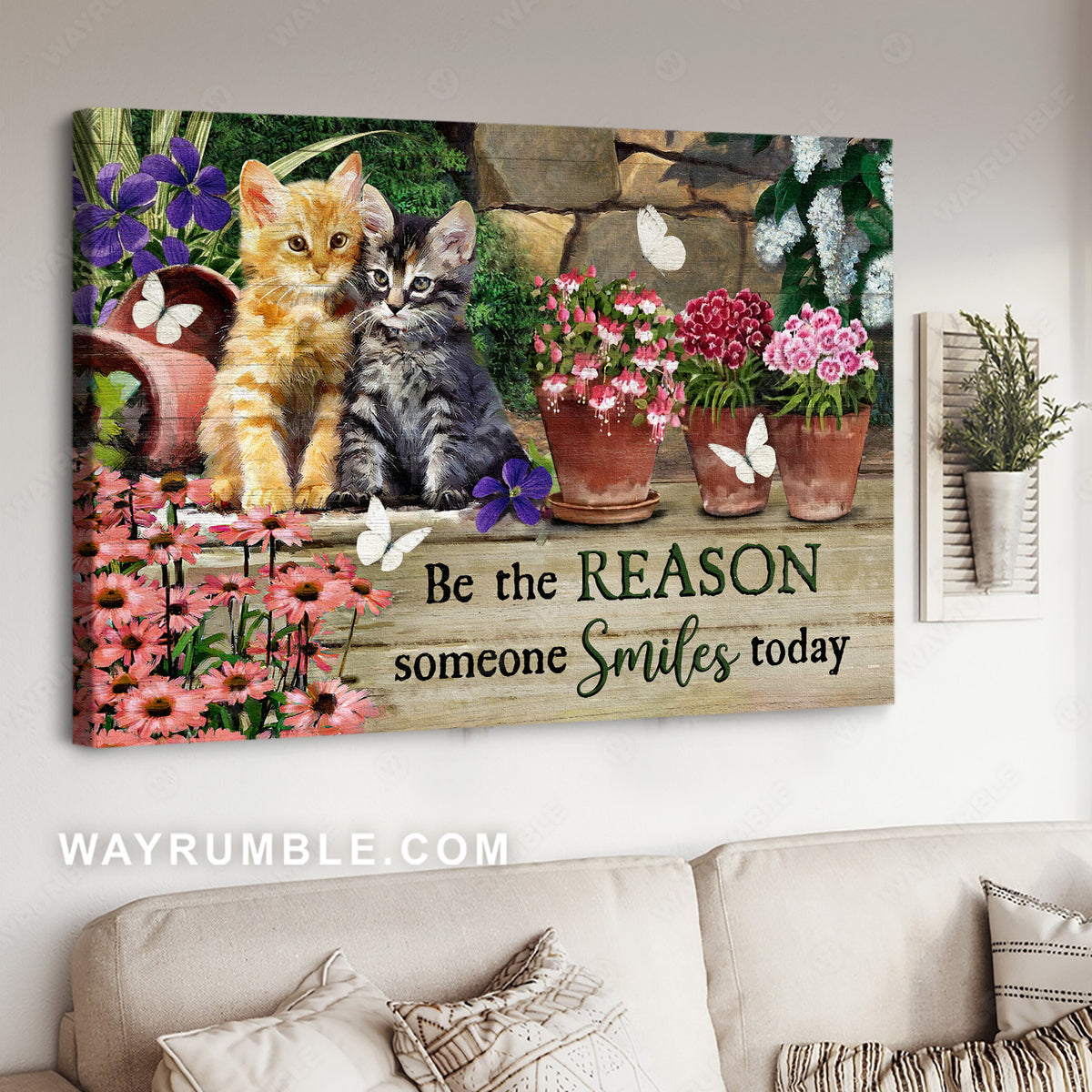 Tabby cats, Colorful flower, Be the reason someone smiles - Jesus Landscape Tabby cats, Colorful flower, Be the reason someone smiles - Jesus Landscape Canvas Prints, Christian Wall ArtCanvas Prints, Christian Wall Art