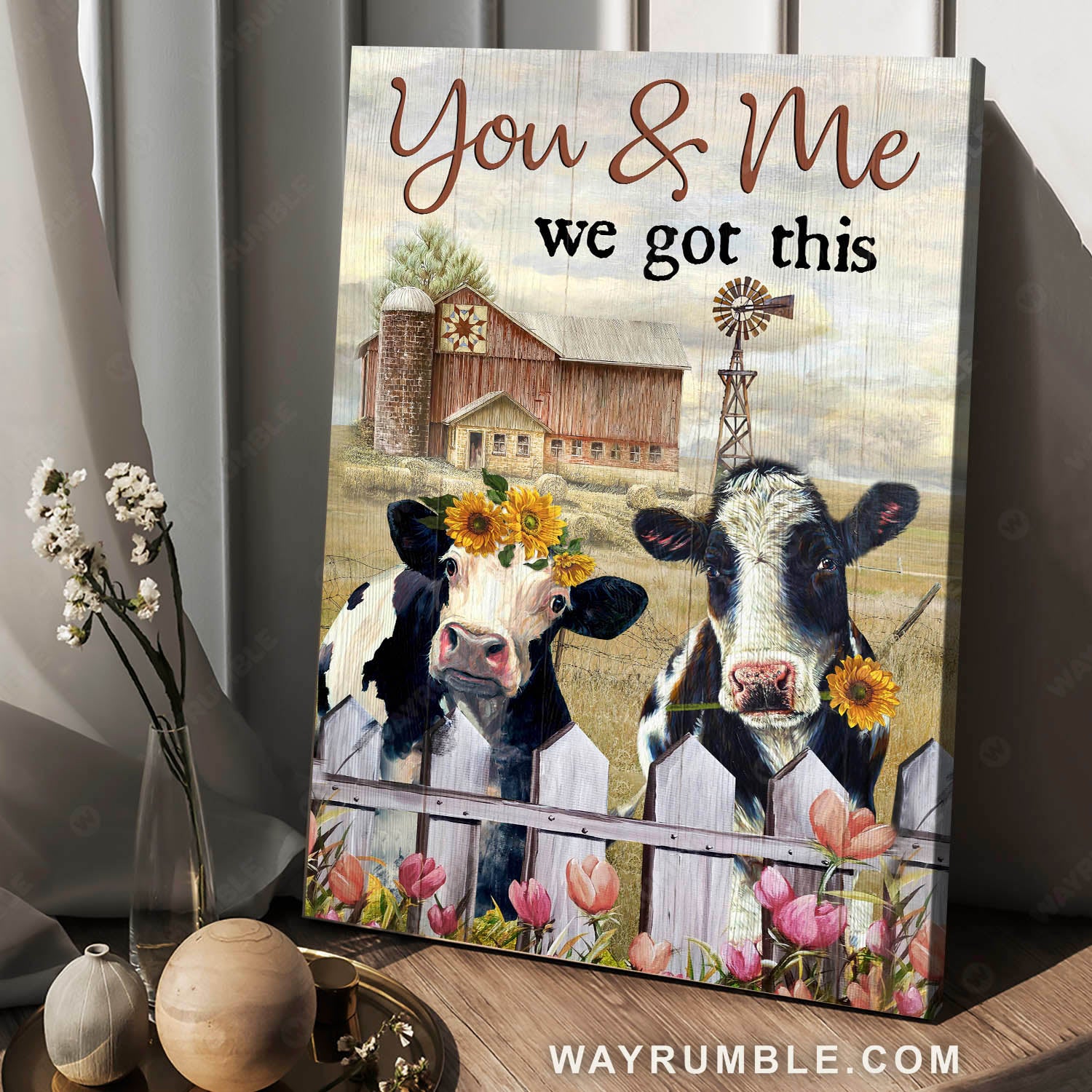 Beautiful Cow, Windmill, Old barn, You and me we got this - Jesus Portrait Canvas Prints, Christian Wall Art