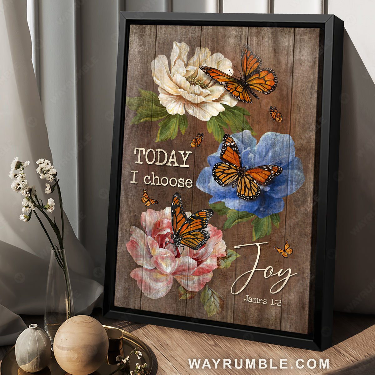 Monarch butterfly, Colorful camellia, Sweet garden, Today I choose joy - Jesus Portrait Canvas Prints, Christian Wall Art