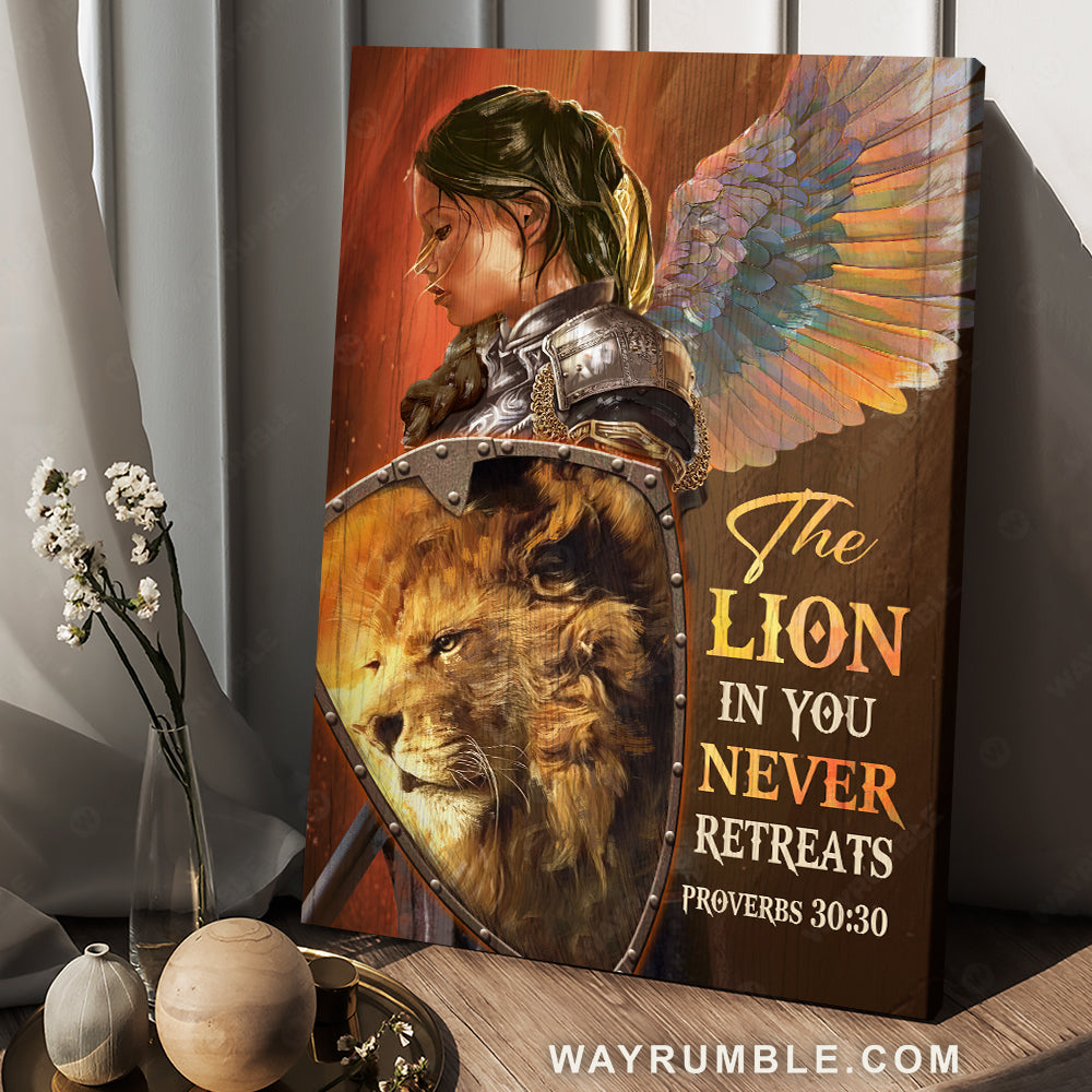 Stunning woman warrior, Lion of Judah, The lion in you never retreats - Jesus Portrait Canvas Prints, Christian Wall Art