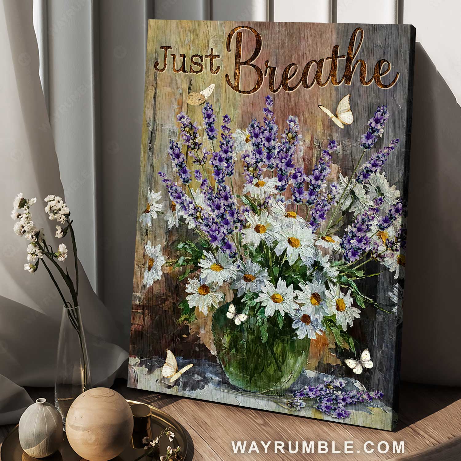 Watercolor daisy, Pretty lavender, Green vase, Butterfly painting, Just breathe - Jesus Portrait Canvas Prints, Home Decor Wall Art
