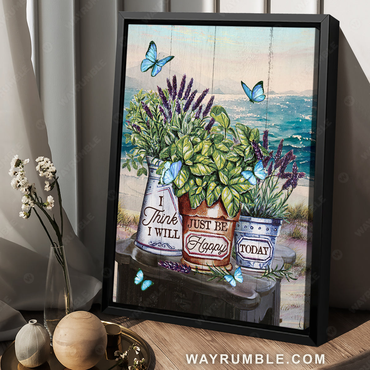 Lavender vase, Ocean view, Butterfly, I think I will just be happy today - Jesus Portrait Canvas Prints, Christian Wall Art
