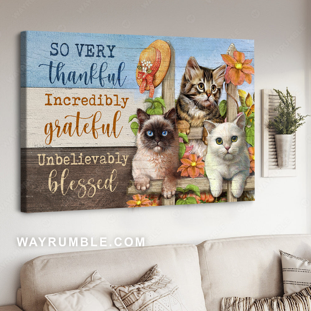 Little cat painting, Orange flower, So very thankful - Jesus Landscape Canvas Prints, Christian Wall Art