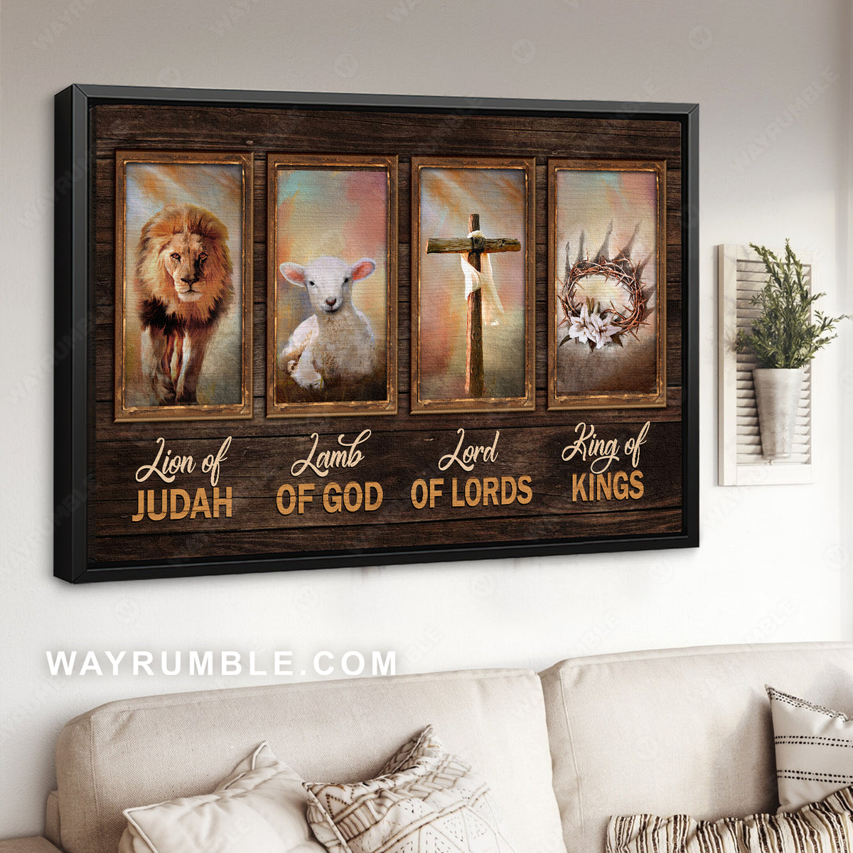 Jesus symbol, Lion King, Lamb of Jesus, Crown of thorn, Lord of Lords - Jesus Landscape Canvas Prints, Christian Wall Art