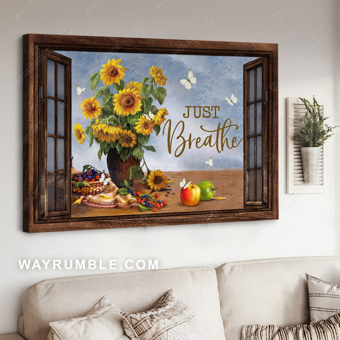 Unique sunflower, Apple drawing, Fresh raspberries, Just breathe - Jesus Landscape Canvas Prints, Christian Wall Art