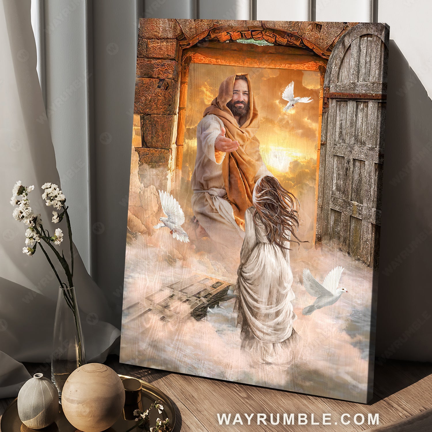 Beautiful day, Pretty girl, The passion of Jesus, Heaven painting - Jesus Portrait Canvas Prints, Home Decor Wall Art