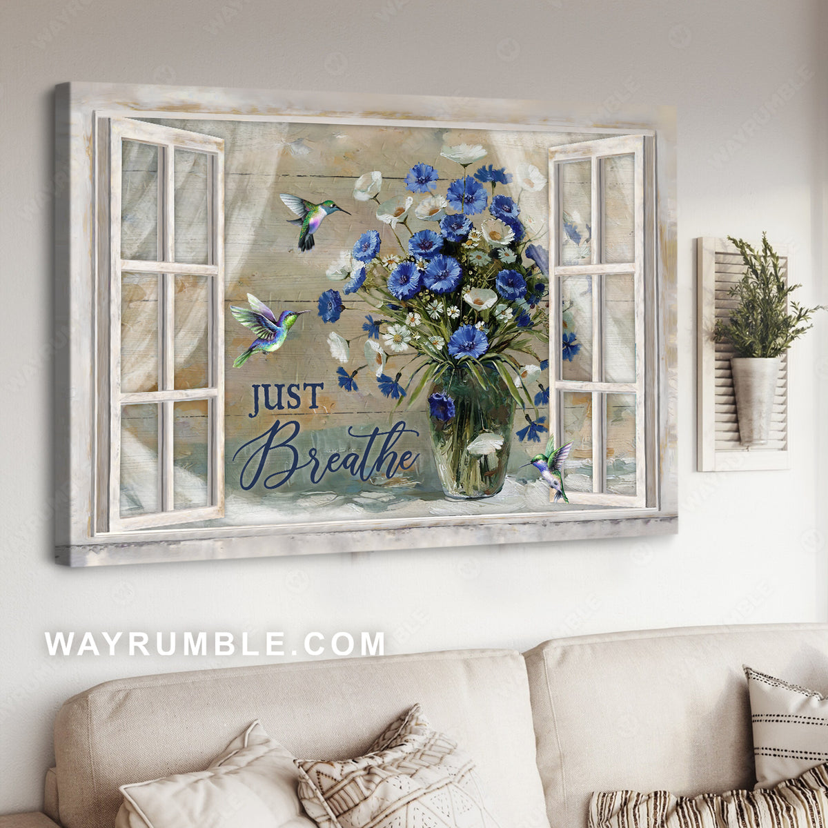 Poppy painting, Flower vase, Humming birds, Just breathe - Jesus Landscape Canvas Prints, Christian Wall Art