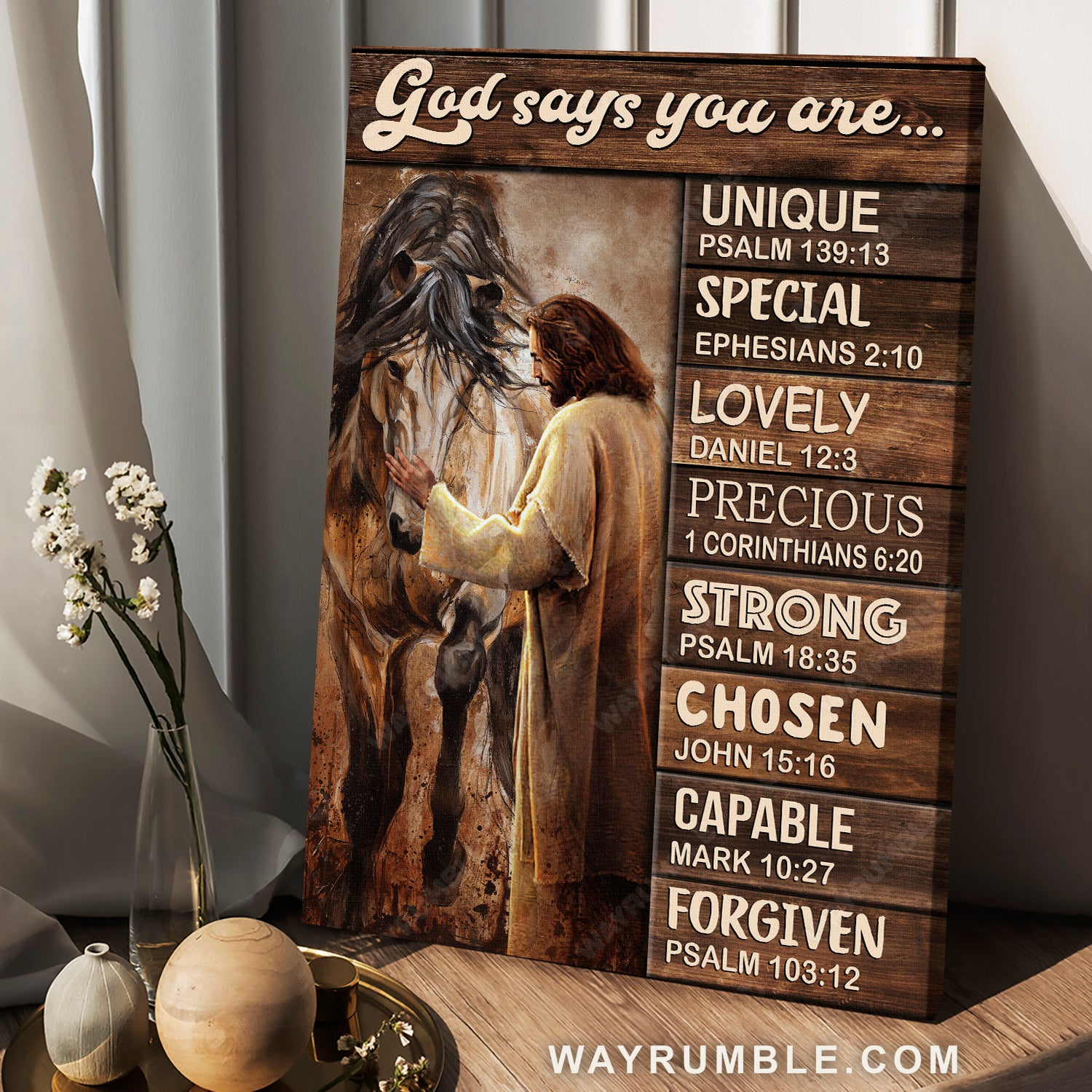 Quarter horse, The life of Jesus, Watercolor painting, God says you are unique - Jesus Portrait Canvas Prints, Home Decor Wall Art