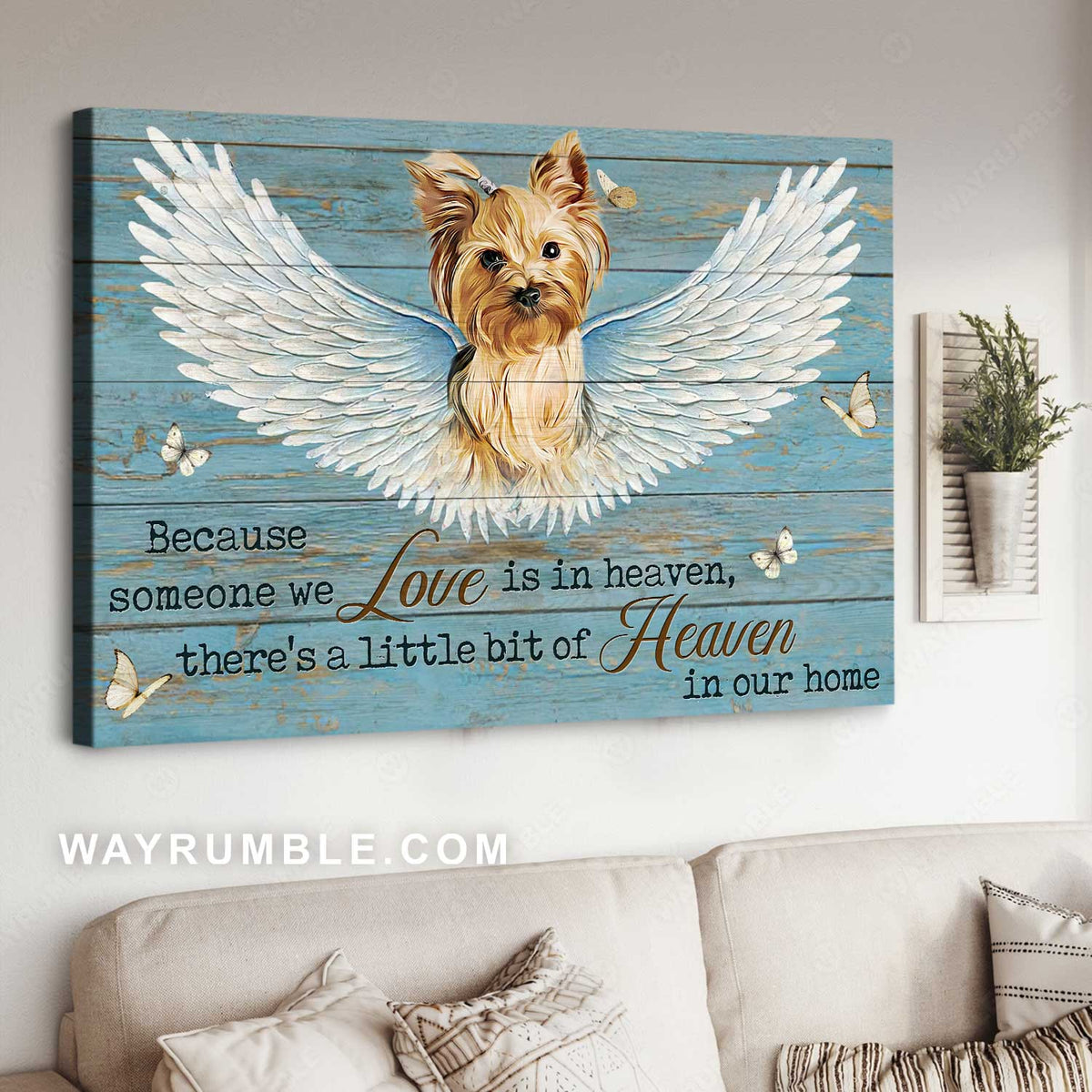 Little Yorkshire Terrier, Stunning Angel wings, Because someone we love - Jesus Landscape Canvas Prints, Home Decor Wall Art