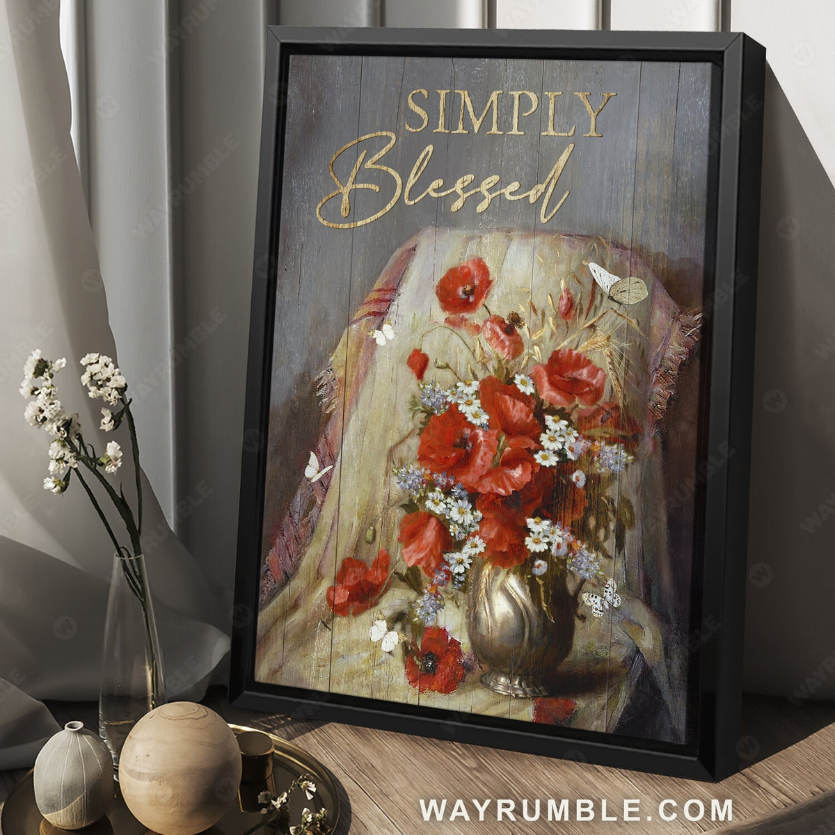 Still life painting, Poppy drawing, Pretty butterfly, Simply blessed - Jesus Portrait Canvas Prints, Christian Wall Art