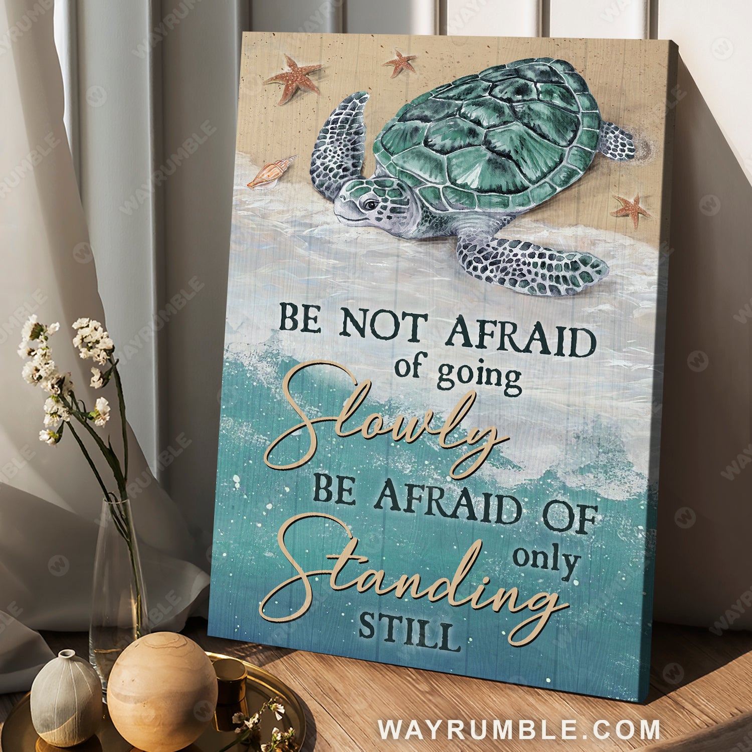 Sea turtle, Blue ocean, Sea life, Be not afraid of going slowly - Jesus Portrait Canvas Prints, Christian Wall Art