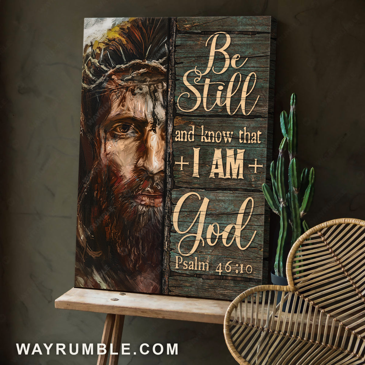 Stunning face, The face of Jesus, Crown of thorn, Be still and know that I am God - Jesus Portrait Canvas Prints, Christian Wall Art