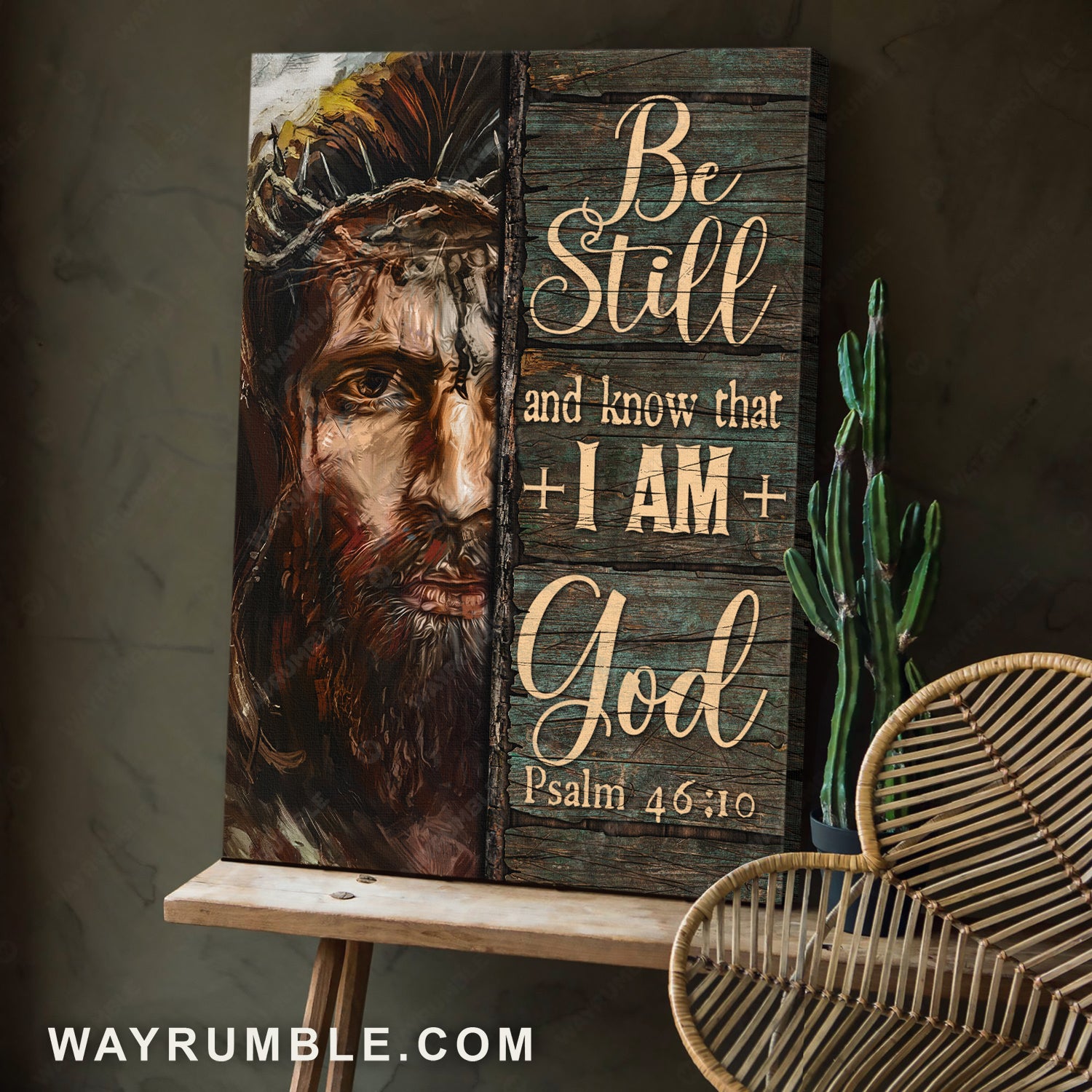 Stunning face, The face of Jesus, Crown of thorn, Be still and know that I am God - Jesus Portrait Canvas Prints, Christian Wall Art
