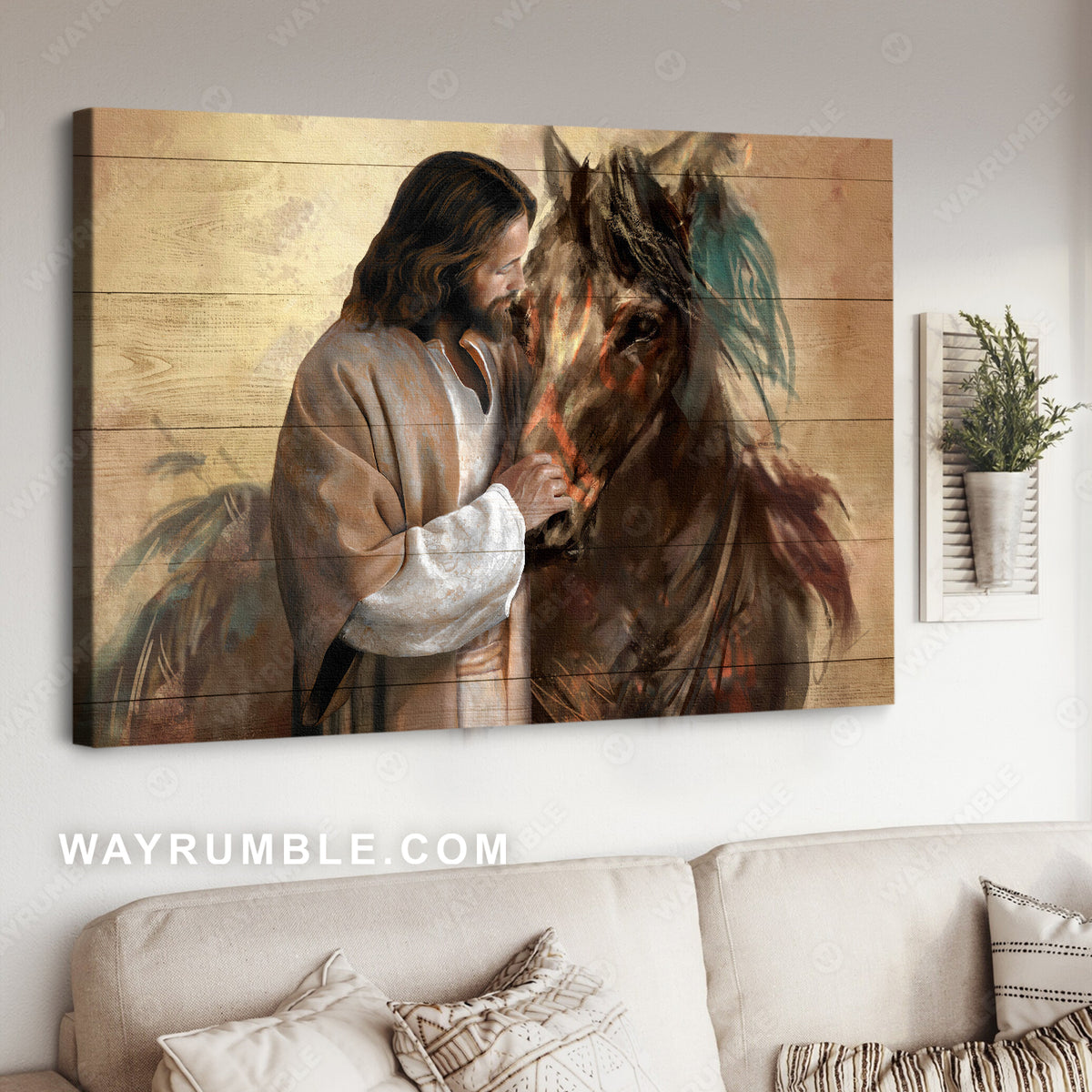 Black horse painting, Happy Jesus, Jesus is King, Walking with Jesus - Jesus Landscape Canvas Prints, Home Decor Wall Art