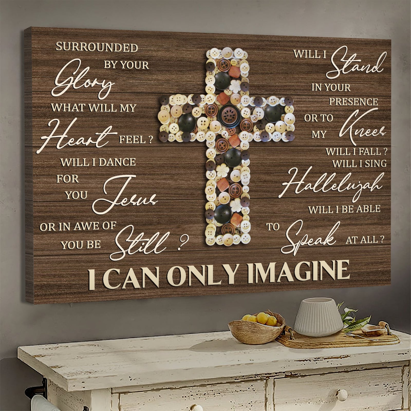 Button cross, I can only imagine - Jesus Landscape Canvas Prints, Wall Art