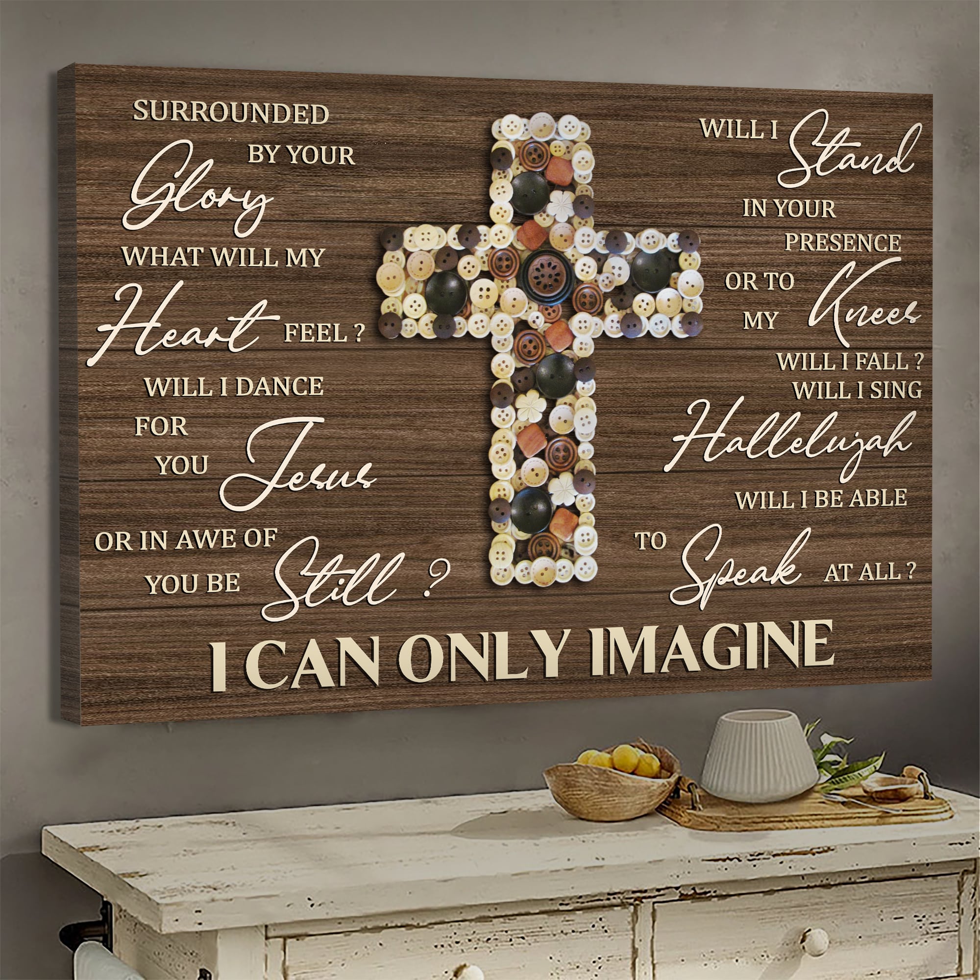 Button cross, I can only imagine - Jesus Landscape Canvas Prints, Wall Art
