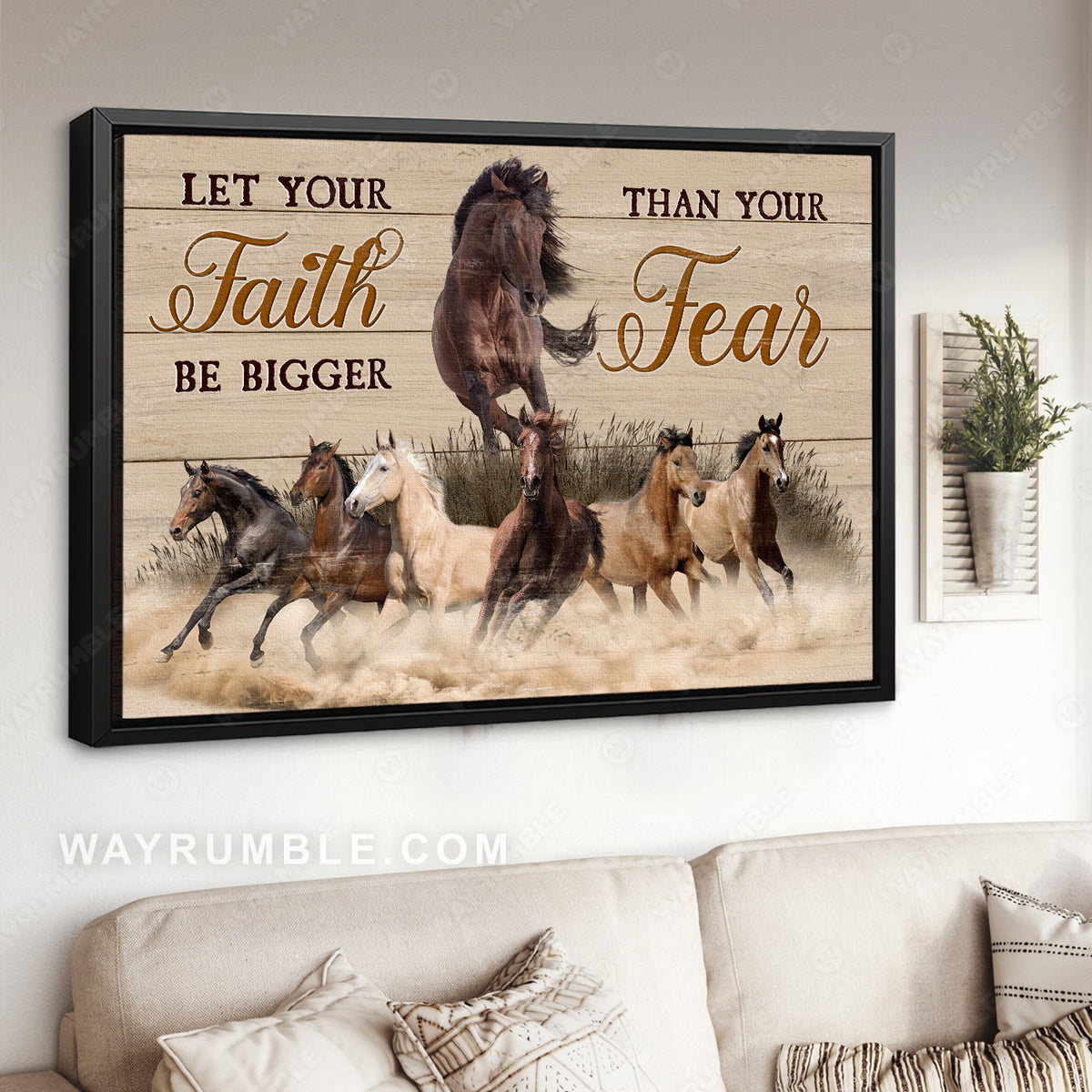 Running horse, Amazing painting, Let your faith be bigger than your fear - Jesus Landscape Canvas Prints, Christian Wall Art