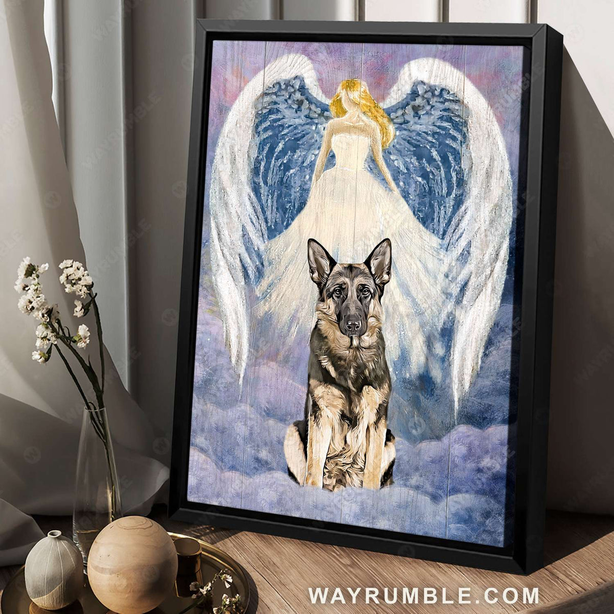 German Shepherd dog, God painting, Beautiful fairy - Jesus Portrait Canvas Prints, Christian Wall Art