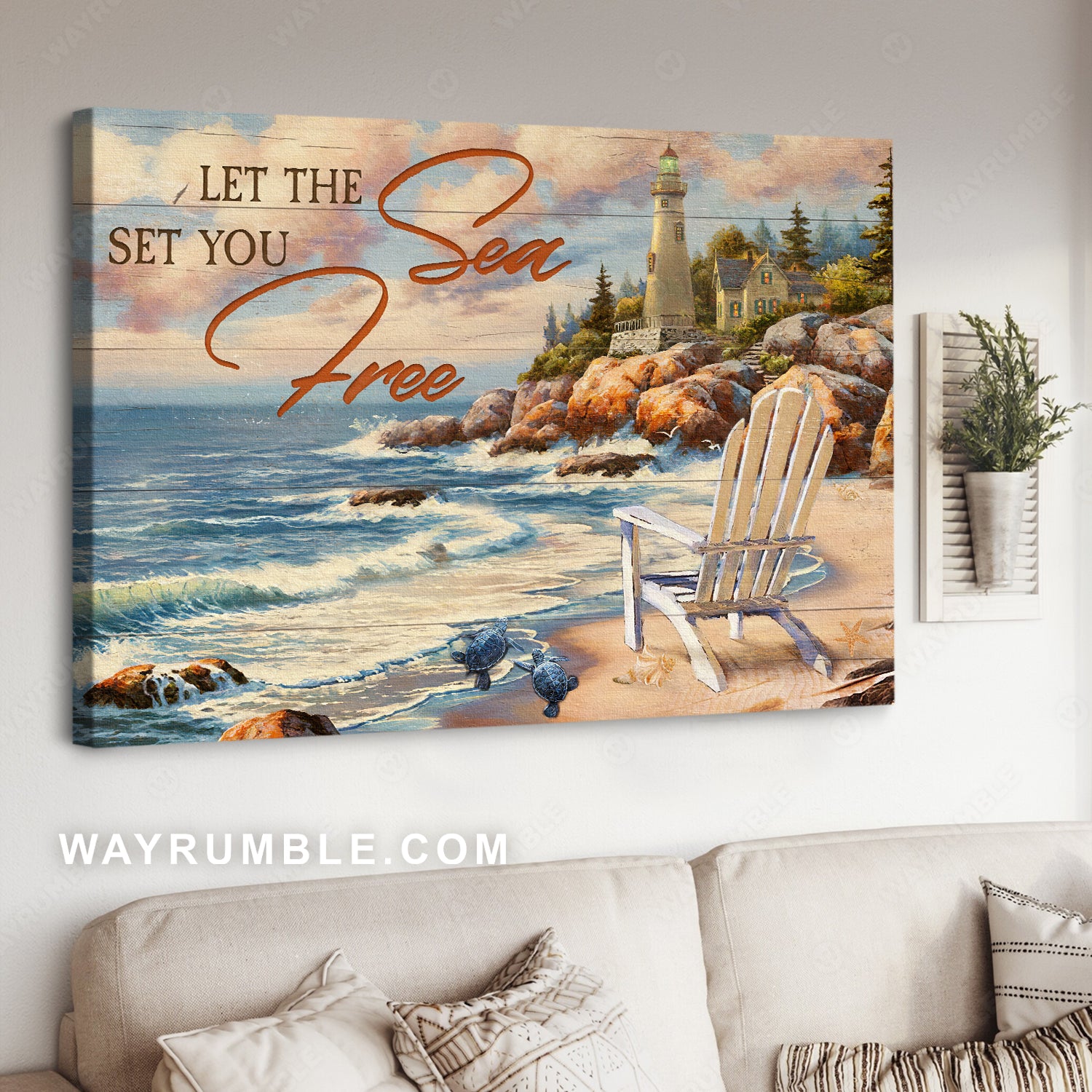 Peace drawing, Ocean view, Pretty lighthouse, Let the sea set you free - Jesus Landscape Canvas Prints, Christian Wall Art