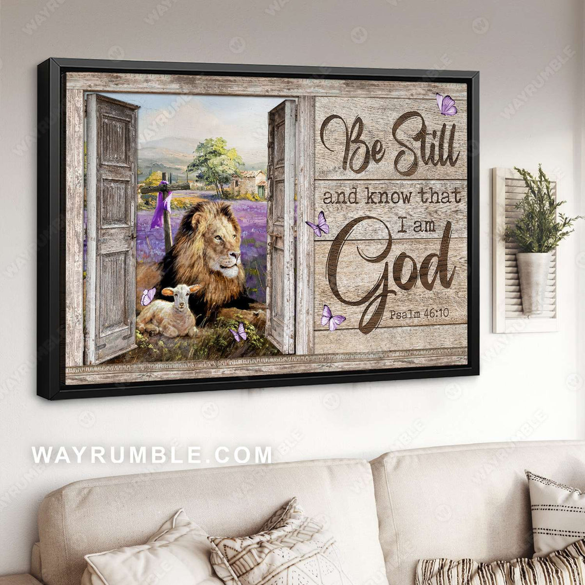 The Lion of Judah, the Lamb of God, Be still and know that I am God - Jesus Landscape Canvas Prints, Christian Wall Art