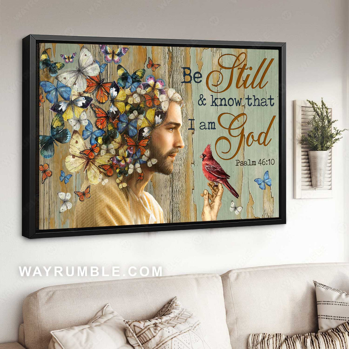 Colorful butterfly, The real face of Jesus, Red cardinal, Be still and know that I am God - Jesus Landscape Canvas Prints, Christian Wall Art