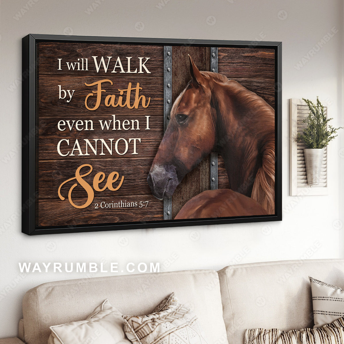 Face of horse, Quarter horse, Jesus painting, I will walk by faith - Jesus Landscape Canvas Prints, Home Decor Wall Art