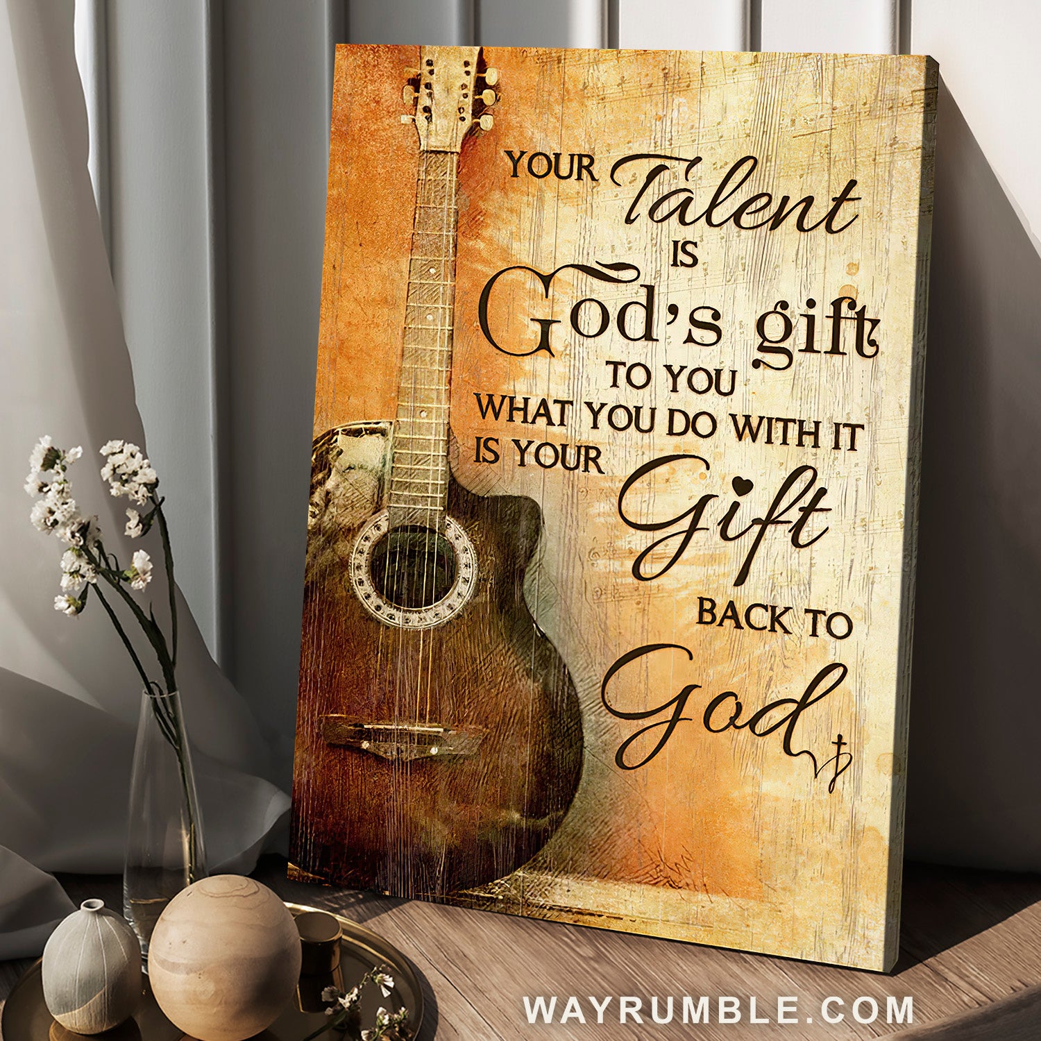 Guitar painting, Guitarist, Vintage, Your talent is God gift to you - Jesus Portrait Canvas Prints, Christian Wall Art