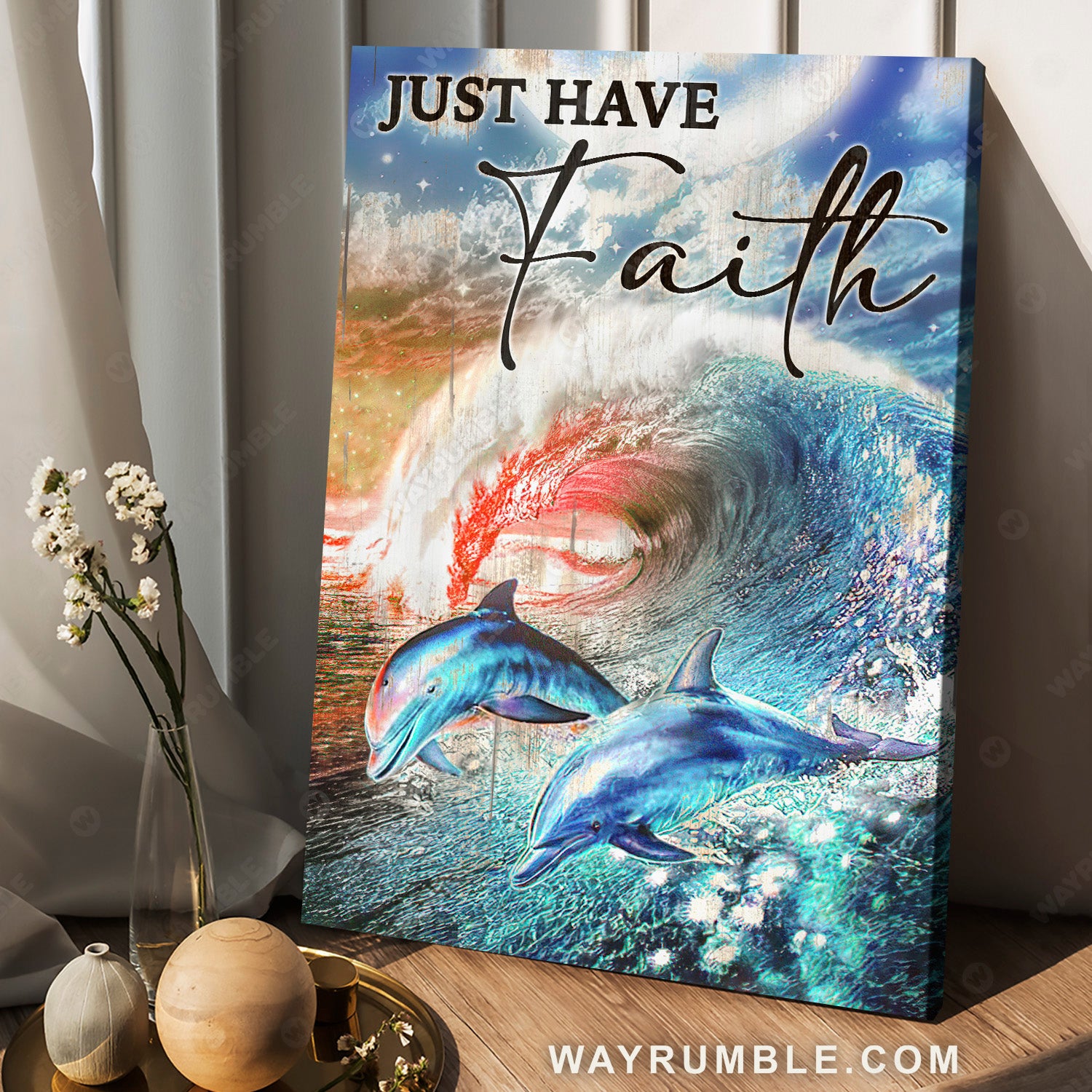 Watercolor dolphin, Amazing ocean, Just have faith - Jesus Portrait Canvas Prints, Christian Wall Art