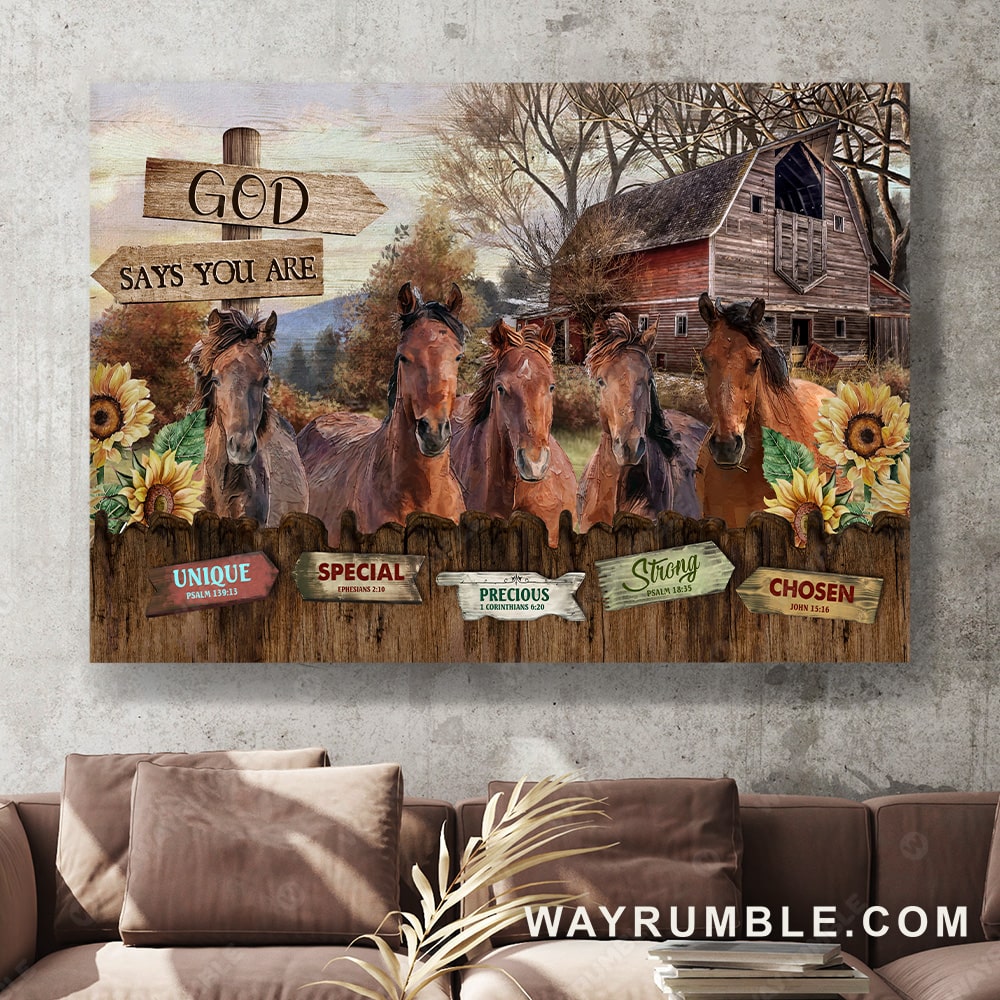 Watercolor horse, Purple sky, Wooden fence, God says you are unique - Jesus Landscape Canvas Prints, Christian Wall Art