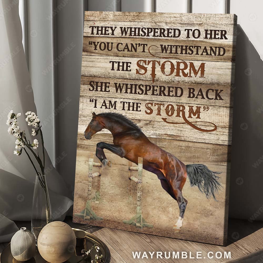 Running horse, Jesus symbol, Brown horse drawing, I am the storm - Jesus Portrait Canvas Prints, Christian Wall Art
