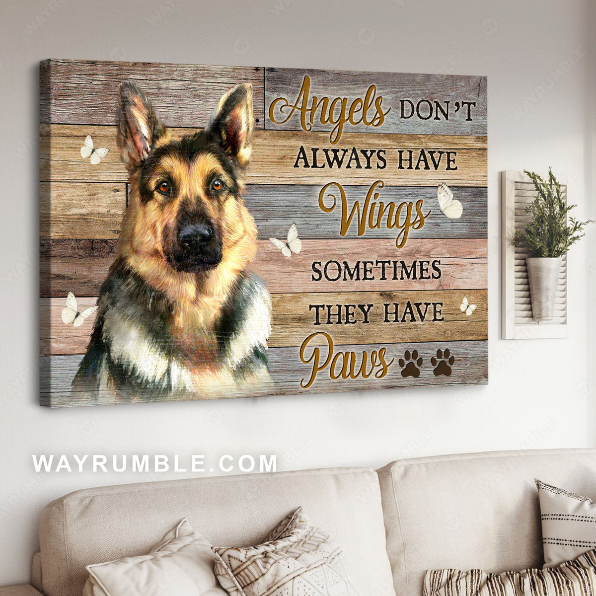 German shepherd, Dog drawing, Angels don&#39;t always have wings - Jesus Landscape Canvas Prints, Christian Wall Art