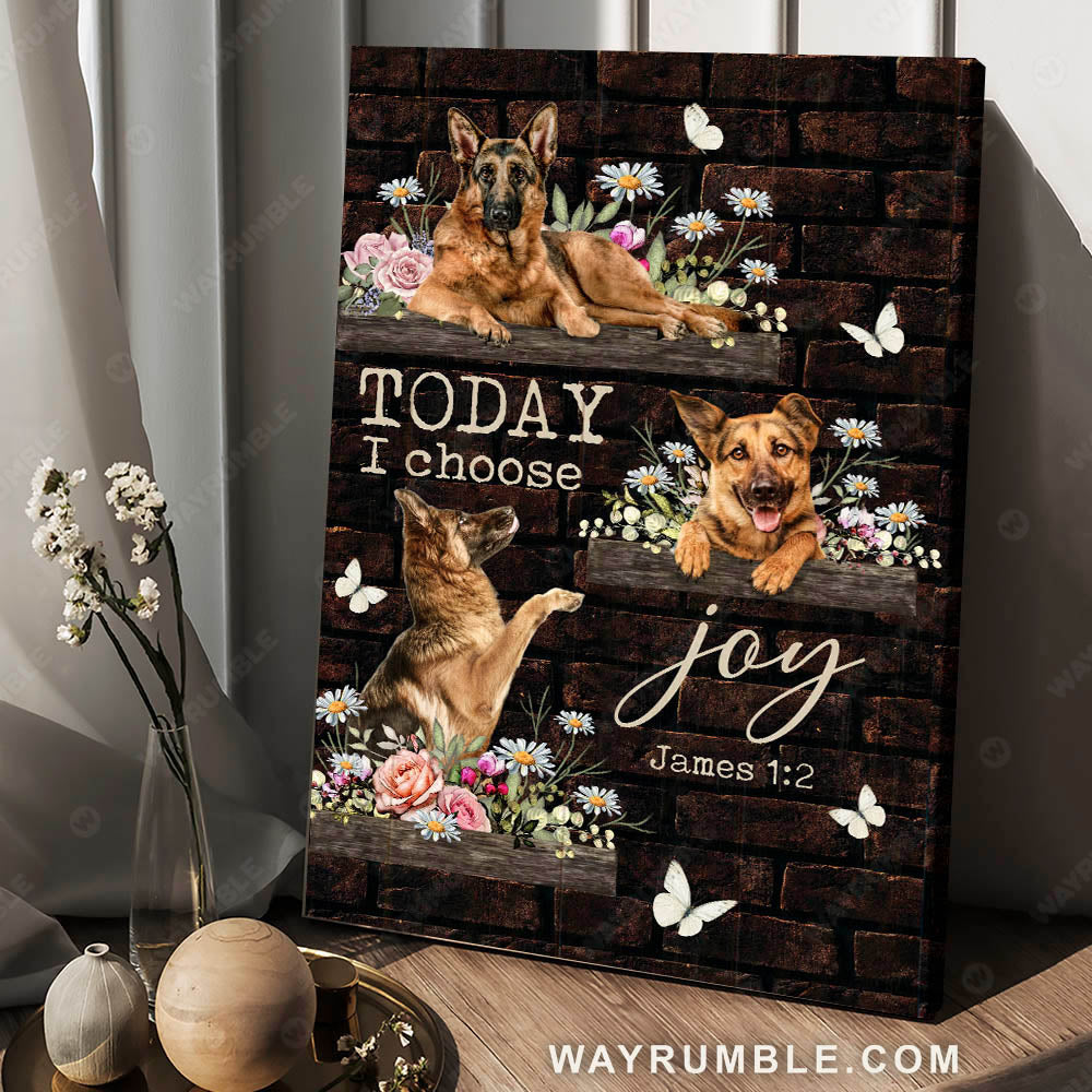 German Shepherd drawing, Playful brothers, Today I choose joy - Jesus Portrait Canvas Prints, Christian Wall Art