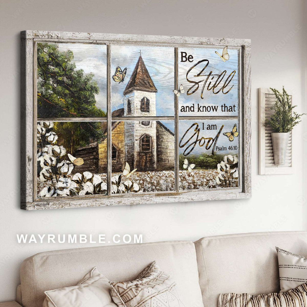 Church of Christ, Cotton plant, Beautiful butterfly, Be still I am God - Jesus Landscape Canvas Prints, Christian Wall Art