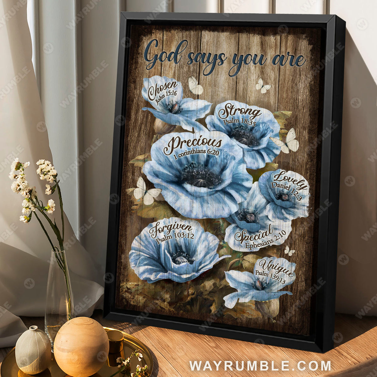 White butterfly, Beautiful flower, God says you are - Jesus Portrait Canvas Prints, Christian Wall Art