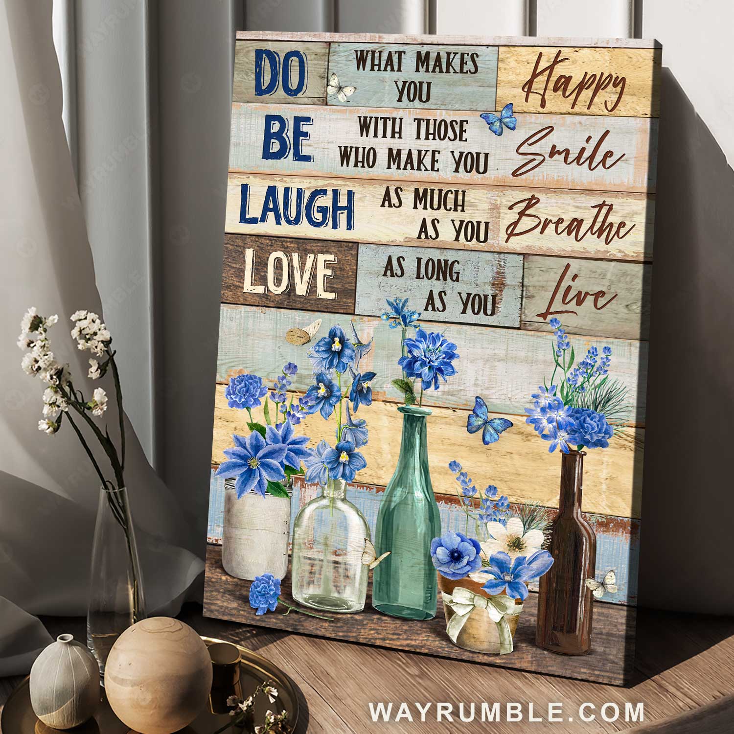 Blue flower, Pretty garden, Gift for flower lover, Do what makes you happy - Jesus Portrait Canvas Prints, Home Decor Wall Art