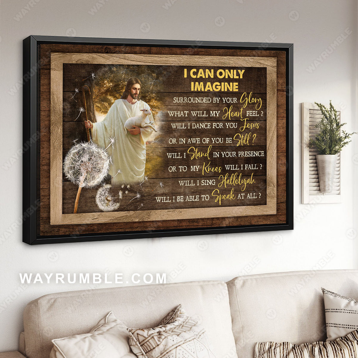 Dandelion painting, Walking with Jesus, Lamb of Jesus, Sunny day, I can only imagine - Jesus Landscape Canvas Prints, Wall Art