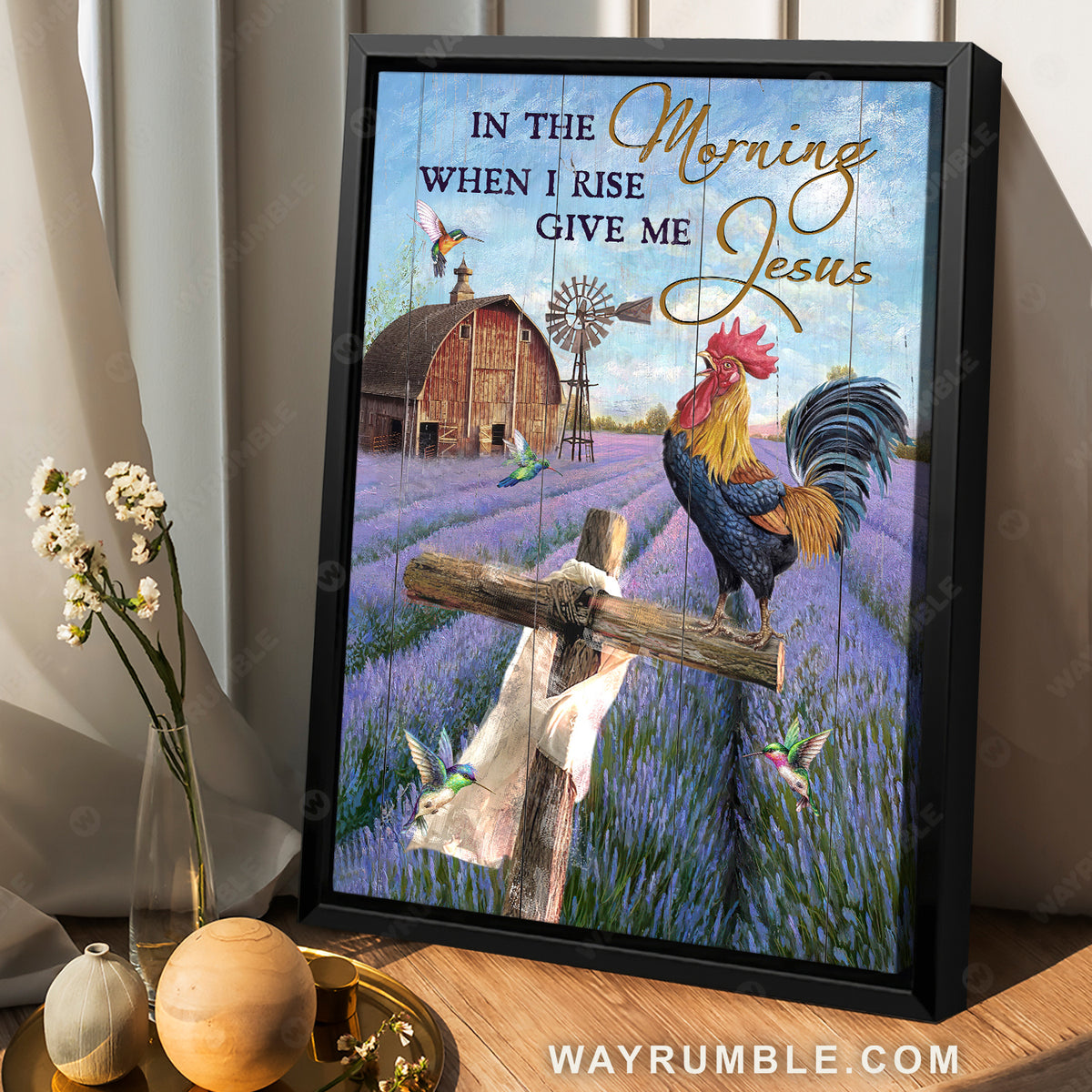 Rooster drawing, Lavender field, Cross, In the morning when I rise, Give me Jesus - Jesus Portrait Canvas Prints, Christian Wall Art