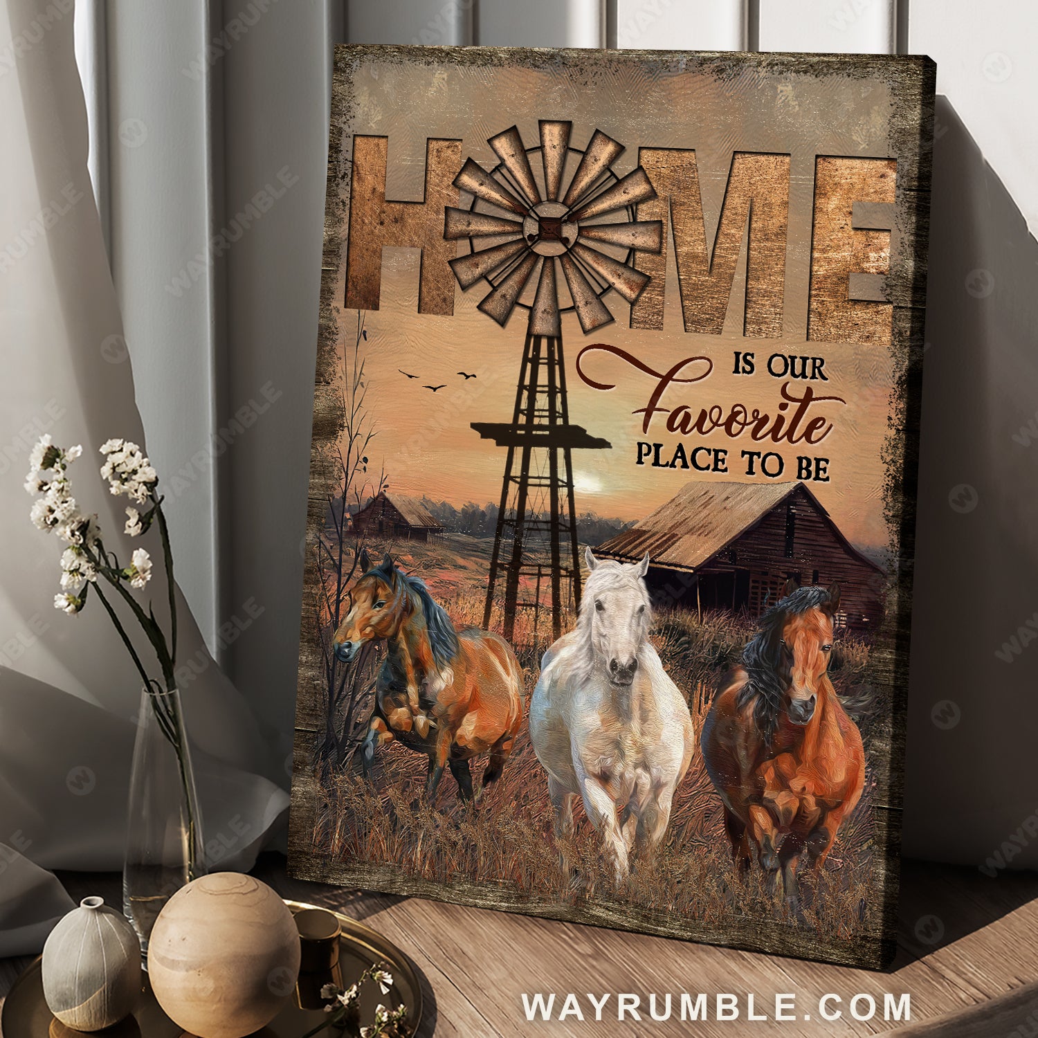 Running horse, Beautiful sunset, Rice field, Home is our favorite place to be - Jesus Portrait Canvas Prints, Christian Wall Art