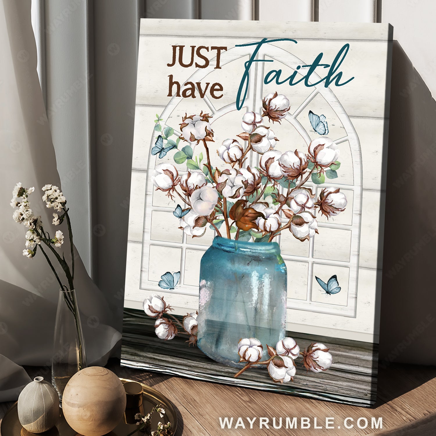 Beautiful cotton flower, Stunning butterfly, Home Decor, Just have faith - Jesus Portrait Canvas Prints, Home Decor Wall Art