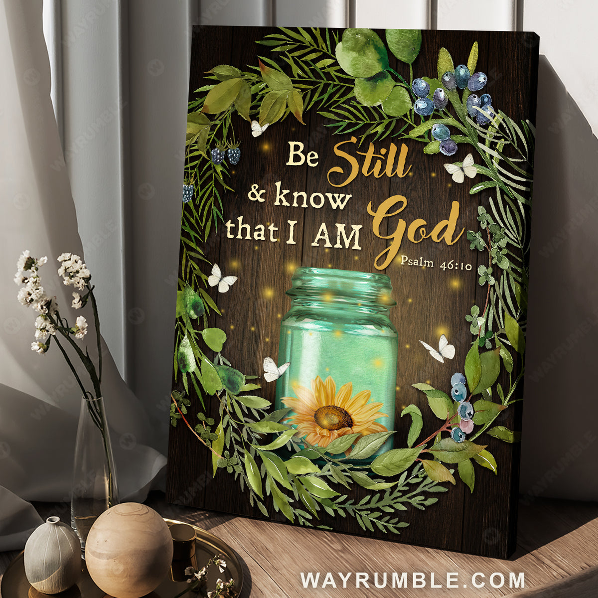 Firefly painting, Cranberry wreath, Magic bottle, Be still and know that I am God - Jesus Portrait Canvas Prints, Christian Wall Art